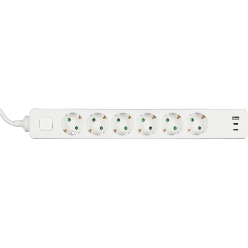 Сетевой фильтр BigTech CD6-1,4WU (6р/1,4м/USB-C/USB-A/16А/3680Вт белый)