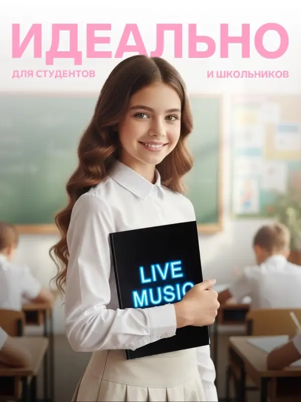 Колледж-тетрадь Calligrata TOP. LIVE MUSIC А4, 80 листов, в клетку, в твёрдой обложке 7БЦ, матовая ламинация, выборочный лак