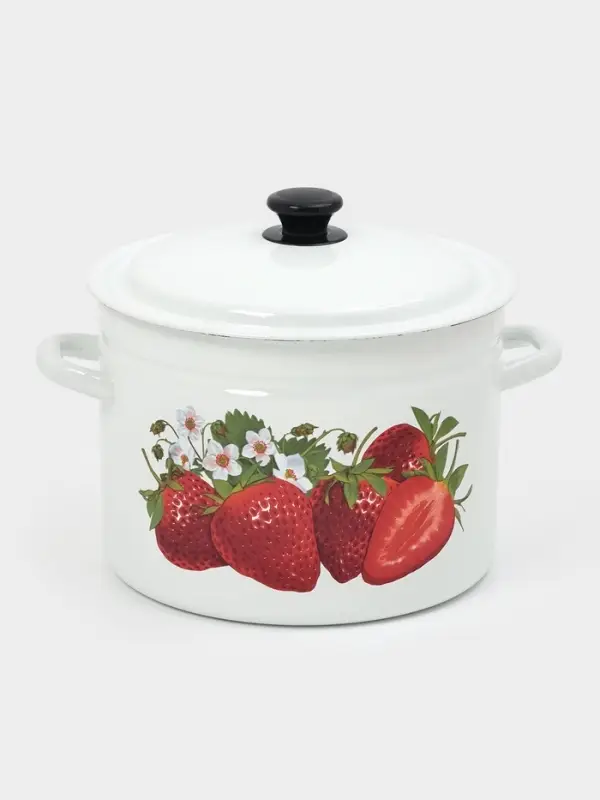 Кастрюля эмалированная, 9 л, d=26.5 см, с крышкой, белая