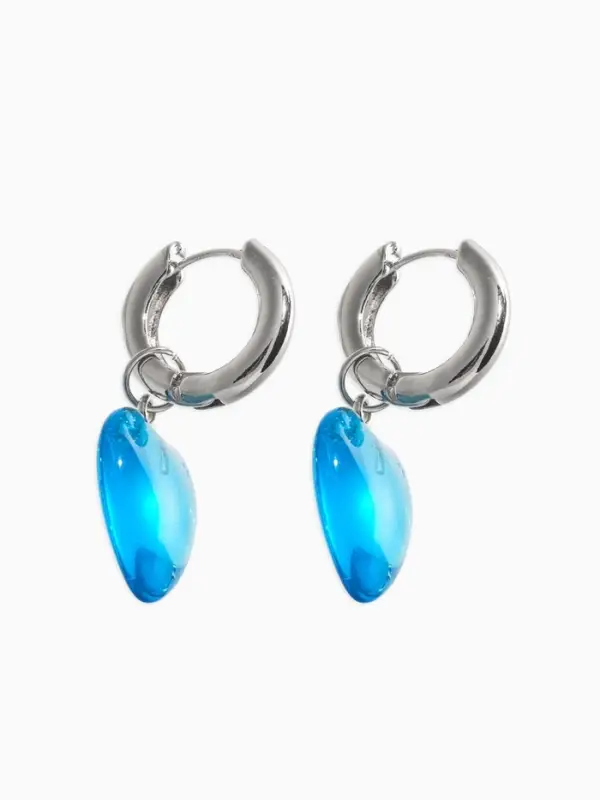 Серьги со съёмным элементом "Сердце", цвет голубой в серебре