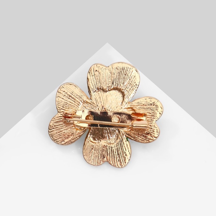 Брошь «Клевер» пушистый, цвет бело-зелёный в золоте Брошь «Клевер» пушистый, цвет бело-зелёный в золоте