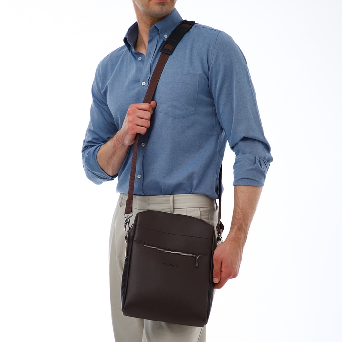 Сумка мужская через плечо TEXTURA, искусственная кожа, цвет коричневый Сумка мужская через плечо TEXTURA, искусственная кожа, цвет коричневый