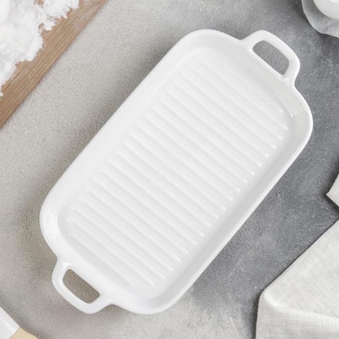 Блюдо фарфоровое для запекания Magistro «Гриль Бланш», 450 мл, 29,5×15×3,3 см, цвет белый Блюдо фарфоровое для запекания Magistro «Гриль Бланш», 450 мл, 29,5×15×3,3 см, цвет белый