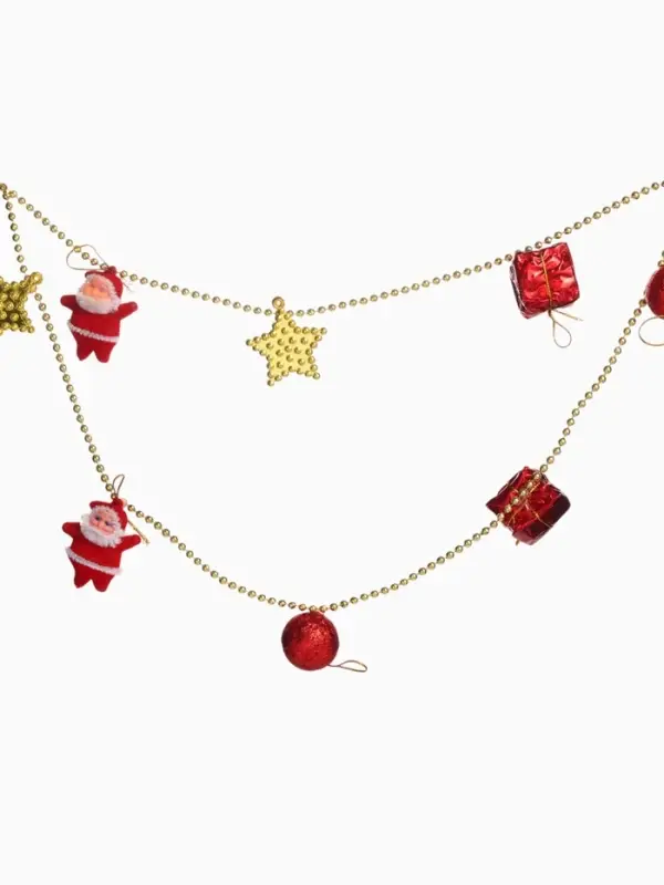 Бусы на ёлку &laquo;Звёзды, шарики, подарки&raquo;, 90 см, красно - золотистые