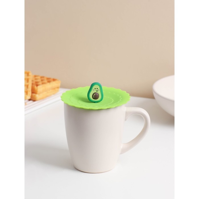 Крышка - непроливайка силиконовая Доляна «Авокадо», d=10 см, цвет зелёный Крышка - непроливайка силиконовая Доляна «Авокадо», d=10 см, цвет зелёный