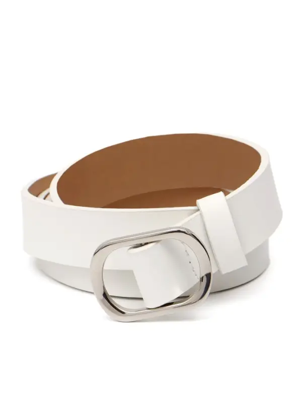 Ремень женский, затяжка, 2.5&times;110 см, без винта, серебристая пряжка, белый