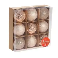 Ёлочные игрушки &laquo;Изабель&raquo;, шары новогодние, набор 9 шт., астероид, золото