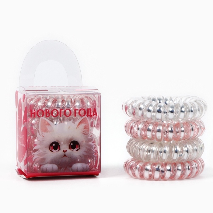 Набор резинок для волос новогодний «Волшебного нового года» на Новый год, 4 шт, диам 3,5 см Набор резинок для волос новогодний «Волшебного нового года» на Новый год, 4 шт, диам 3,5 см