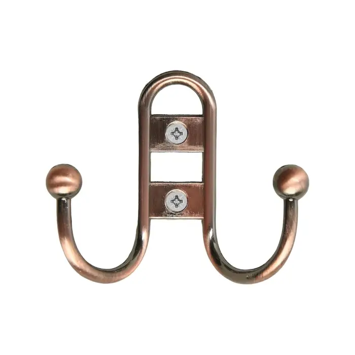 Крючок мебельный ТУНДРА TKd=017, двухрожковый, медь