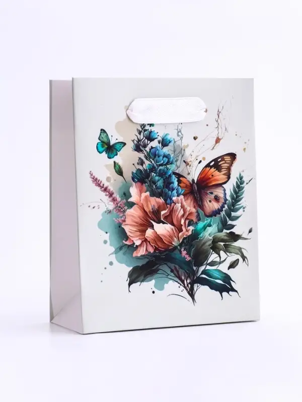 Пакет подарочный вертикальный «Большие бабочки», S 12×15×5.5 см Пакет подарочный вертикальный «Большие бабочки», S 12×15×5.5 см
