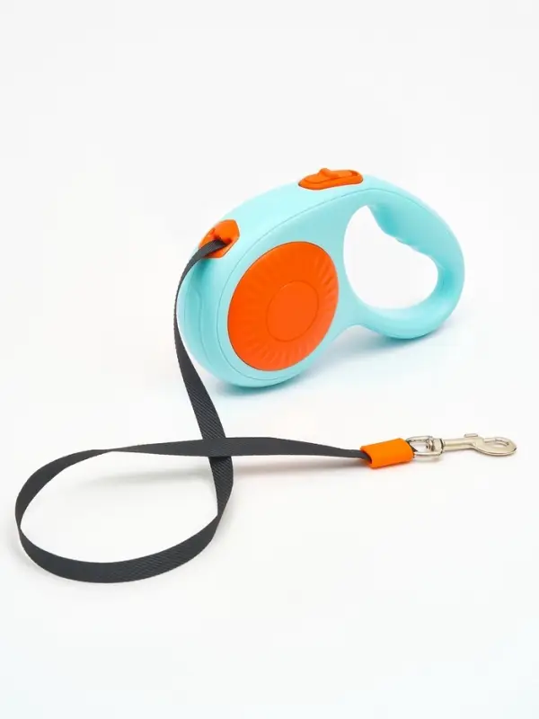 Рулетка - поводок для собак, лента 3 метра, оранжевая, голубая
