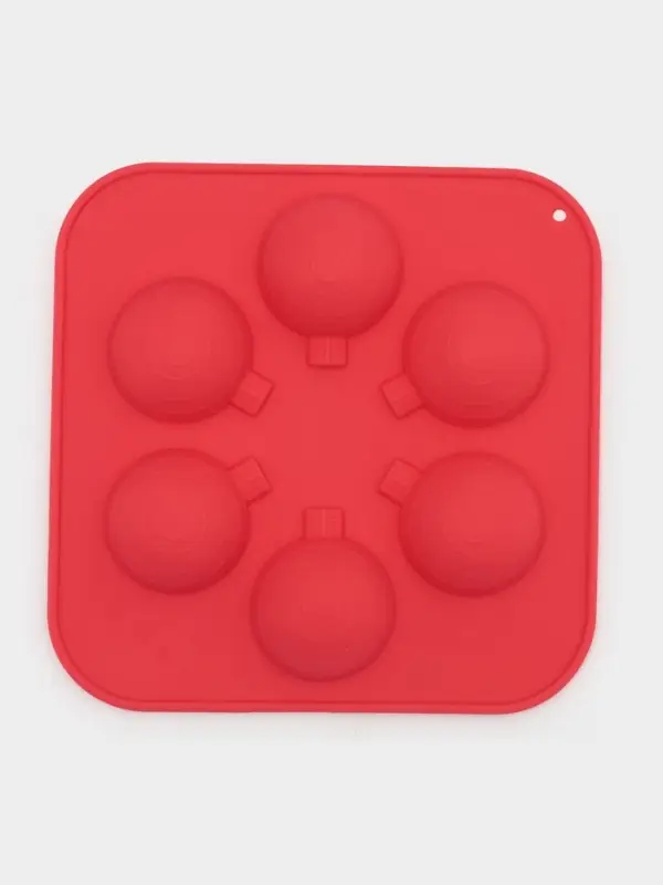 Форма для шоколада новогодняя Доляна &laquo;Шар&raquo;, силикон, 15&times;15&times;2 см, 6 ячеек d=3.7 см, красная