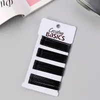 Невидимки для волос QF &laquo;Гладкие&raquo;, набор 36 шт., 6 см, чёрные