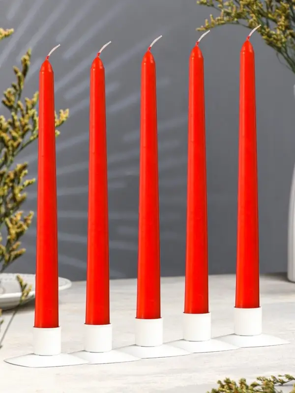 Свеча античная, 2,2х25 см, лакированная красная набор 5 шт Свеча античная, 2,2х25 см, лакированная красная набор 5 шт