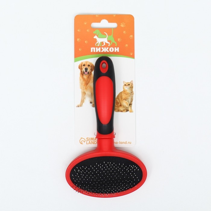 Пуходерка пластиковая мягкая с закругленными зубьями, средняя, 9,5 х 16 см, красная Пуходерка пластиковая мягкая с закругленными зубьями, средняя, 9,5 х 16 см, красная