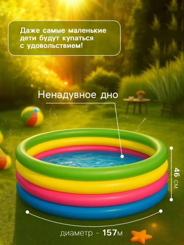 Бассейн надувной Bestway &laquo;Радуга&raquo;, 157&times;46 см, от 3 лет, 51117