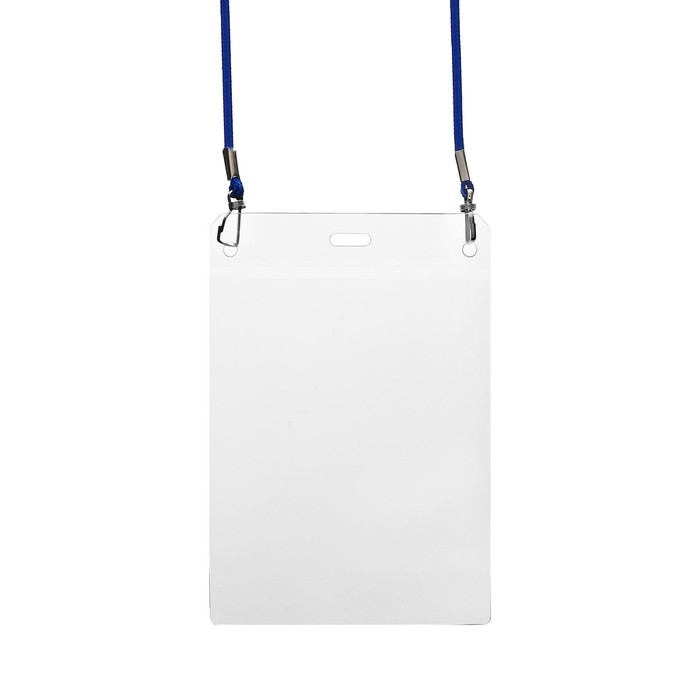 Бейдж вертикальный, внешний 153х105 мм, внутренний 123х95 мм, на синем шнурке 40см Бейдж вертикальный, внешний 153х105 мм, внутренний 123х95 мм, на синем шнурке 40см
