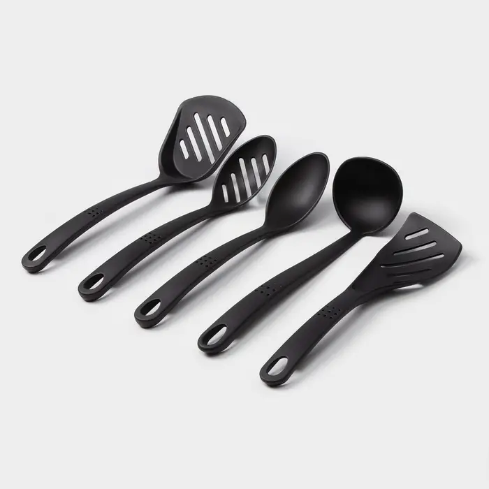 Набор кухонных принадлежностей Доляна &laquo;Точки&raquo;, 5 предметов, чёрный
