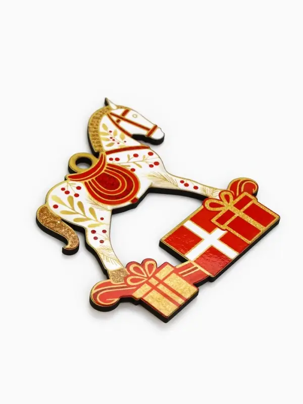 Ёлочная игрушка деревянная &laquo;Новогодний конь&raquo;, набор 10 шт.