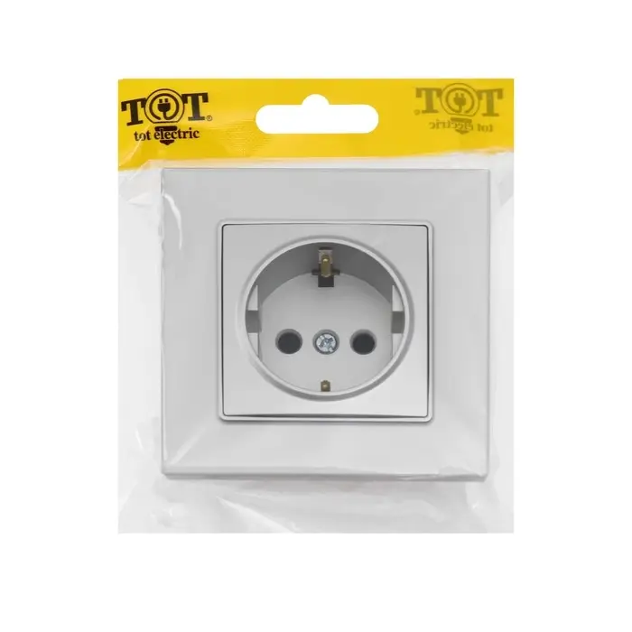 Розетка TOT Matte Glass, 16 А, стекло, скрытая, одноместная, с заземлением, серебристая