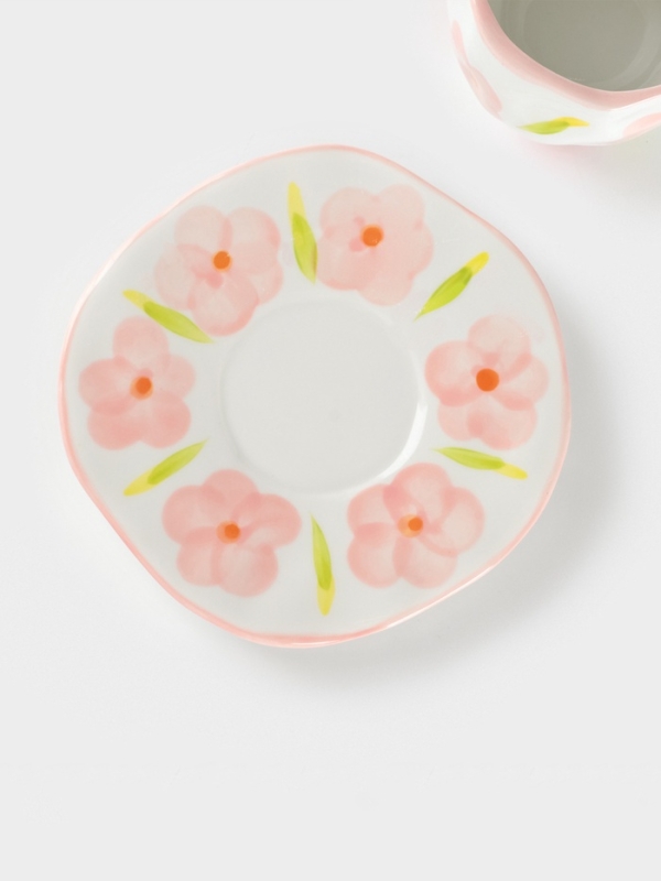 Чайная пара Доляна «Дивный сад», чашка 220 мл, блюдце d=16 см, ручная роспись, керамика, белая Чайная пара Доляна «Дивный сад», чашка 220 мл, блюдце d=16 см, ручная роспись, керамика, белая