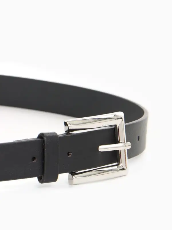 Ремень женский, 110&times;2.3 см, классическая пряжка металл, серебристая, чёрный