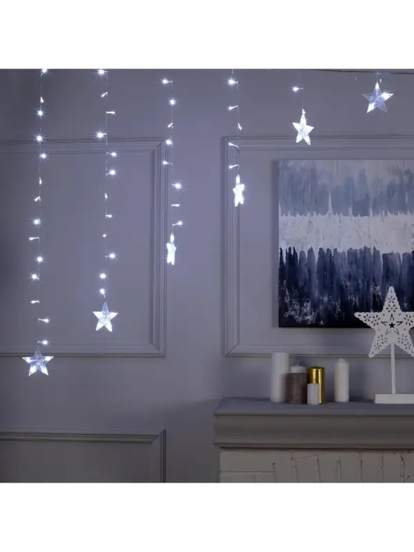 Гирлянда &laquo;Бахрома-арка&raquo; 2.5&times;1.2 м с насадками &laquo;Звёзды&raquo;, IP20, прозрачная нить, 136 LED, свечение белое, 8 режимов, 220 В