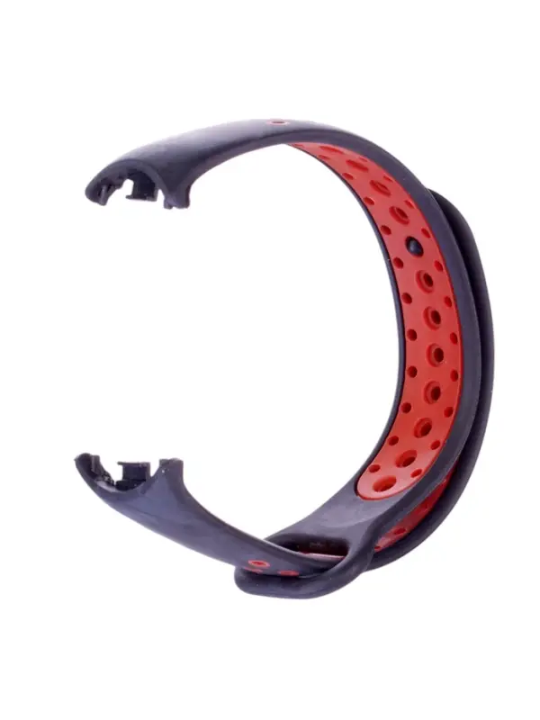 Ремешок для фитнес-браслета Mi Band 8/9 Luazon, с перфорацией, чёрный, красный