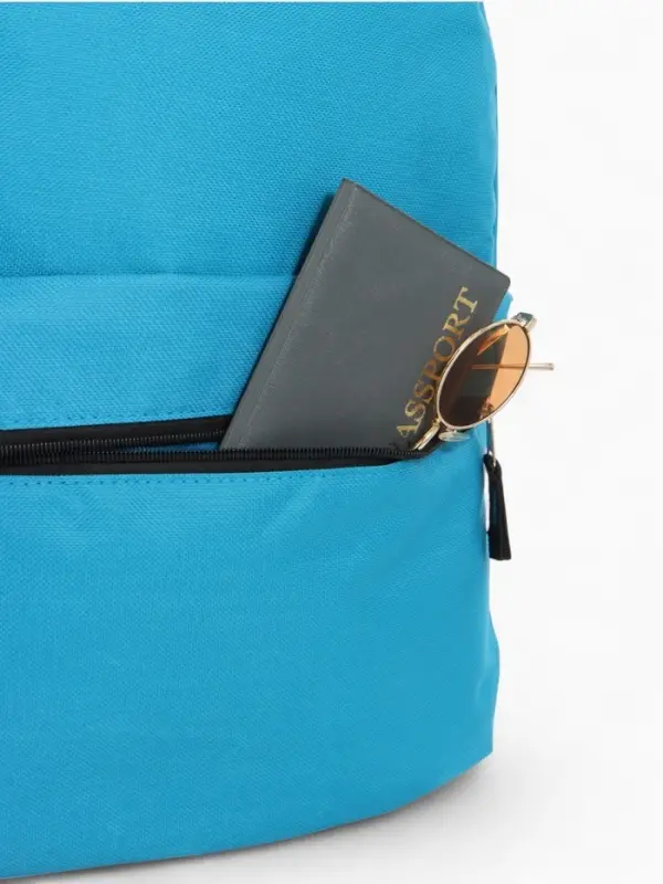 Рюкзак школьный на молнии, с карманом, однотонный, размер 30&times;12&times;40 см, синий