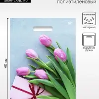 Пакет &laquo;Тюльпаны в подарок&raquo;, полиэтиленовый, с вырубной ручкой, 31&times;40 см, 60 мкм
