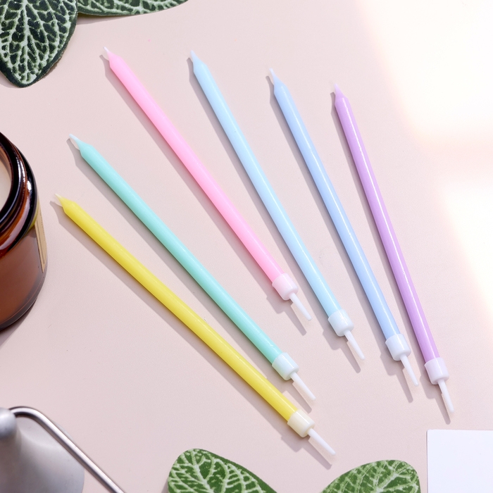 Свечи в торт коктейльные Свечи в торт коктейльные "С днём рождения", 6 шт, 13 см, высокие