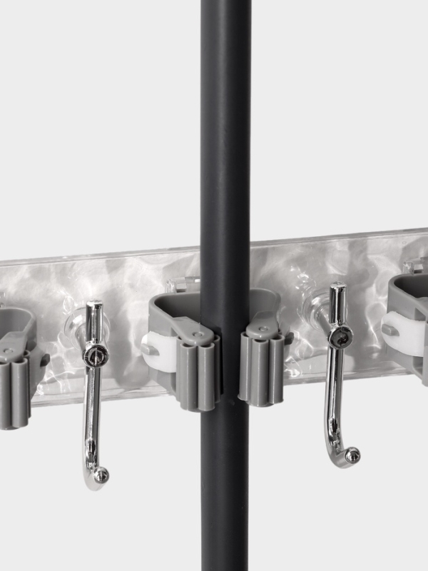 Держатель для швабр настенный самоклеящийся, прозрачная основа, 4 отделения, 42,5х6х6 Держатель для швабр настенный самоклеящийся, прозрачная основа, 4 отделения, 42,5х6х6