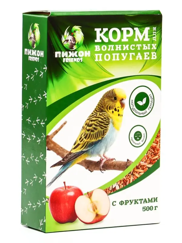 Корм &laquo;Пижон&raquo; для волнистых попугаев с фруктами, 500 г