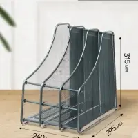 Лоток для бумаг вертикальный, металлическая сетка, 3 отделения, серый