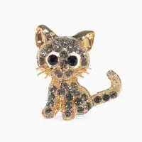 Брошь &laquo;Кошечка&raquo;, очаровательная, чёрно-серая в золоте