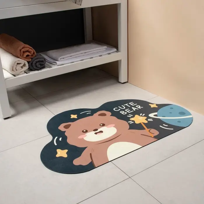 Коврик диатомитовый Доляна Cute Bear, влаговпитывающий, 49&times;78 см, серый