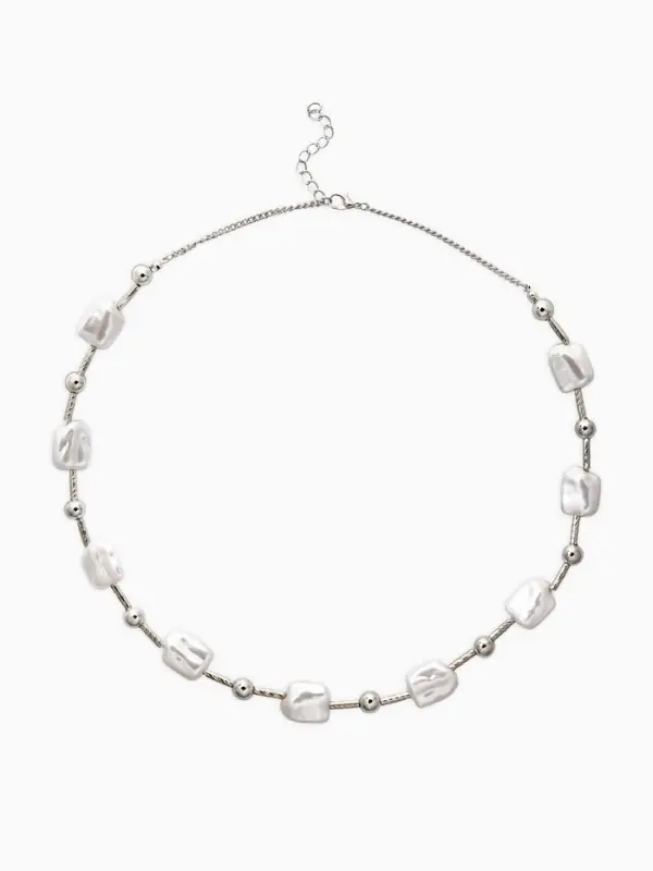 Бусы &laquo;Жемчуг. Майорика прямоугольник&raquo;, L=55 см, белые в серебре