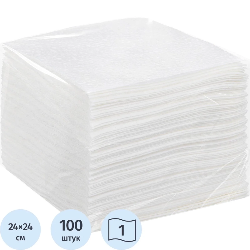 Салфетки бумажные Выбор есть 1сл 24х24см целлюлоза белые 100л/уп_СПБ