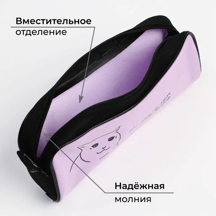 Пенал школьный текстильный «Бесишь» Кот, 20×8×4 см Пенал школьный текстильный «Бесишь» Кот, 20×8×4 см