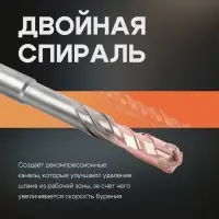 Бур по бетону ТУНДРА, крестовый наконечник, двойная спираль, SDS-plus, 8&times;110 мм