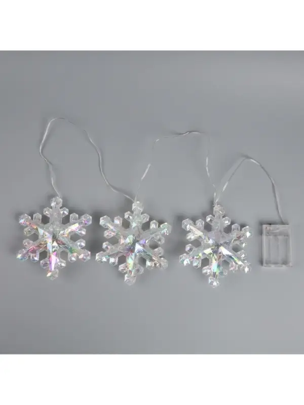 Гирлянда &laquo;Нить-грозди&raquo; 120 см, прозрачная нить, &laquo;Снежинки&raquo;, 30 LED, 4.5В, от батареек AAх3, свечение тёплое белое