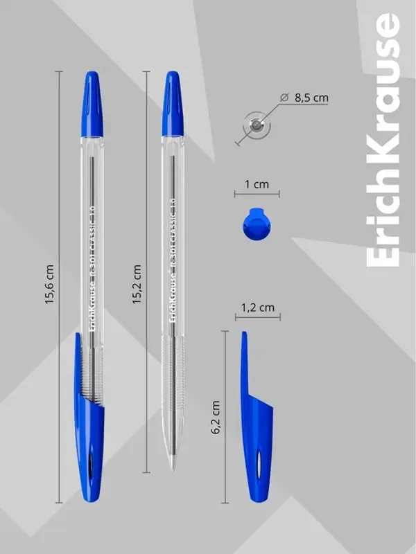 Набор шариковых ручек ErichKrause R=301 Classic Stick, 4 цвета, узел 1 мм, прозрачный корпус