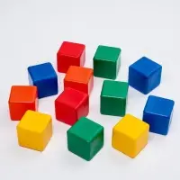 Кубики детские, пластиковые, цветные, 12 штук, 6&times;6 см