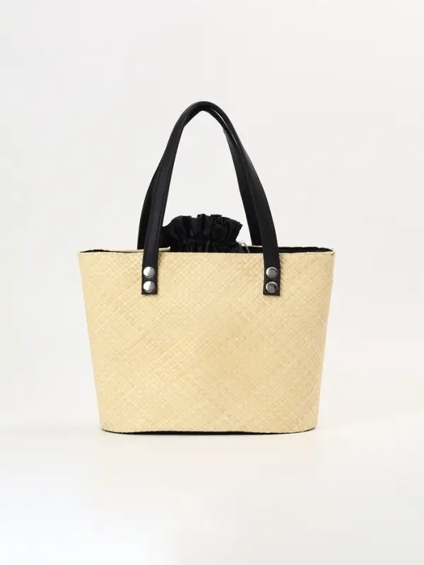 Сумка плетёная из пандана, 29&times;17&times;42 см, бежево-чёрная