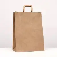 Пакет бумажный, плоская ручка крафт 32×17×43 см, 90 г/м²