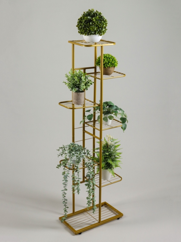 Подставка для цветов Greengo, 7 полок, 43 × 22 × 126 см, напольная, металл, цвет золотой Подставка для цветов Greengo, 7 полок, 43 × 22 × 126 см, напольная, металл, цвет золотой