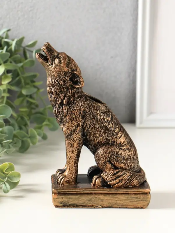 Подсвечник на 1 свечу &laquo;Волк&raquo;, 18&times;12&times;6 см, под бронзу