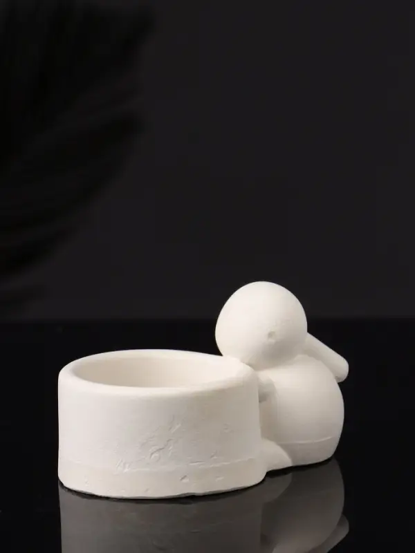 Подсвечник  Подсвечник "Заяц с чашей" 8х6х4 см, натуральный, гипс