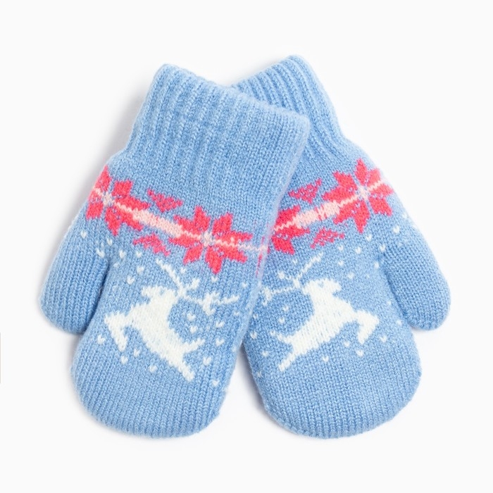 Новый год. Варежки детские, цвет голубой, размер 14 (4-6 лет) Новый год. Варежки детские, цвет голубой, размер 14 (4-6 лет)
