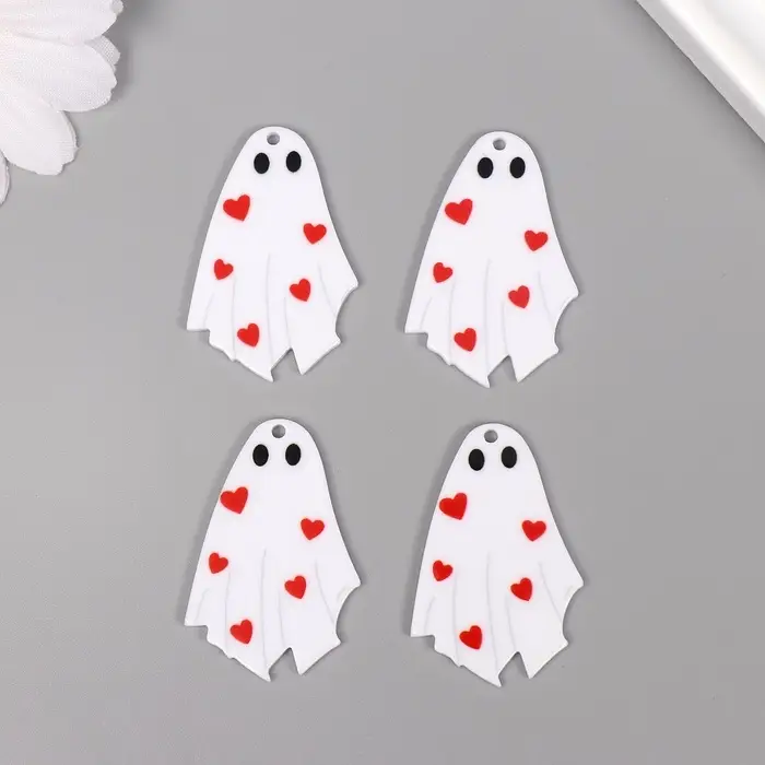 Декор для творчества акрил Декор для творчества акрил "Привидение с сердечками" 3,7х2,6х0,2 см